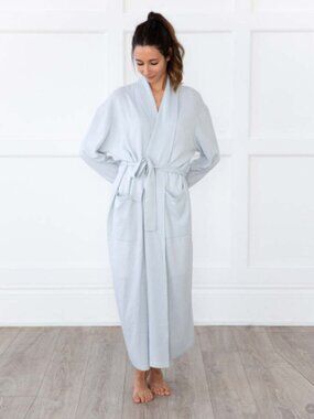 Arlotta Cashmere/Wool Long Wrap Robe Dawn Blue Size Medium/Large